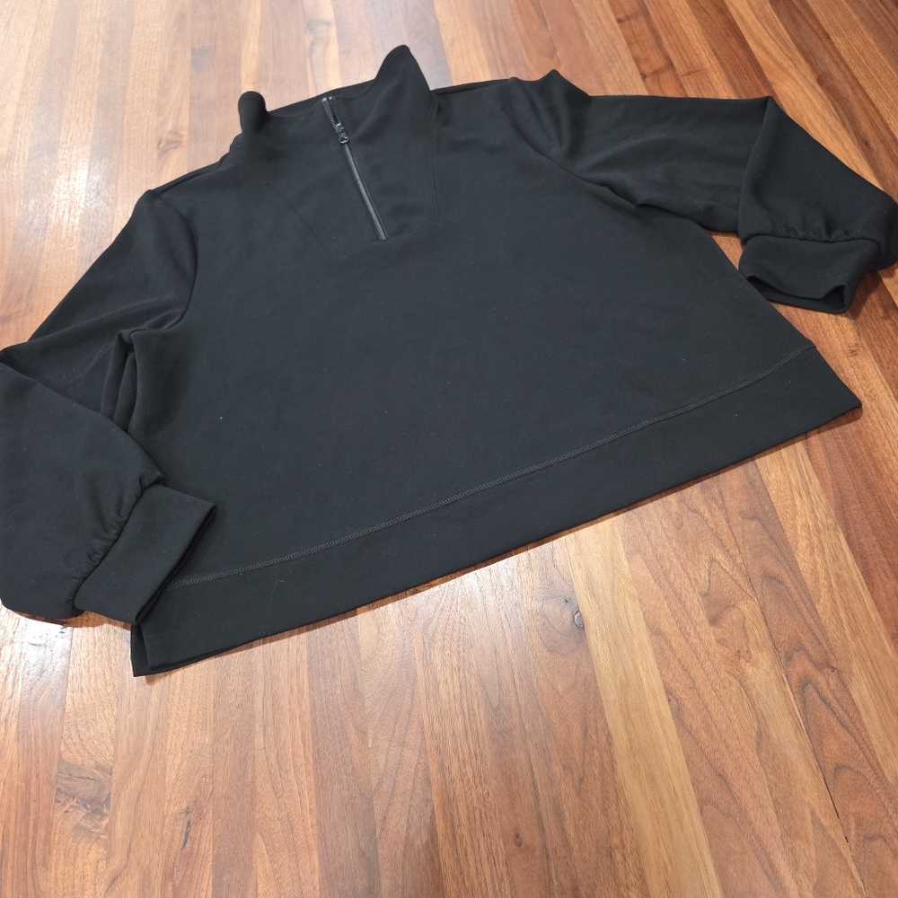 T by Talbots Airknit Half Zip Black Pullover Size XL